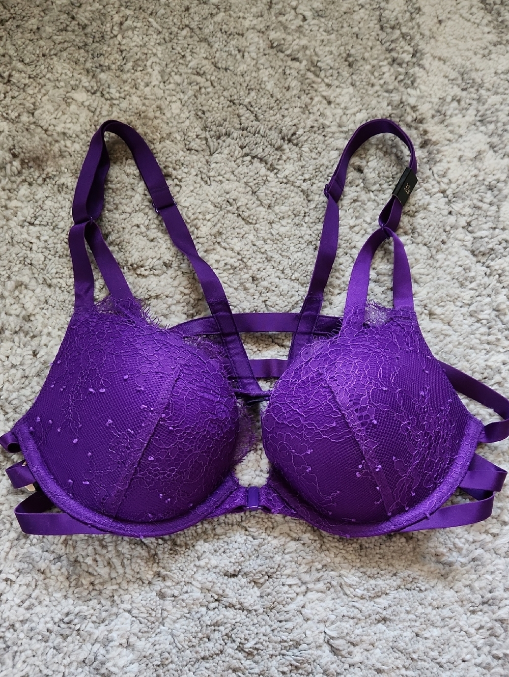 Victoria's Secret Purple Lace Strappy Push-Up Bra - Women's Intimates